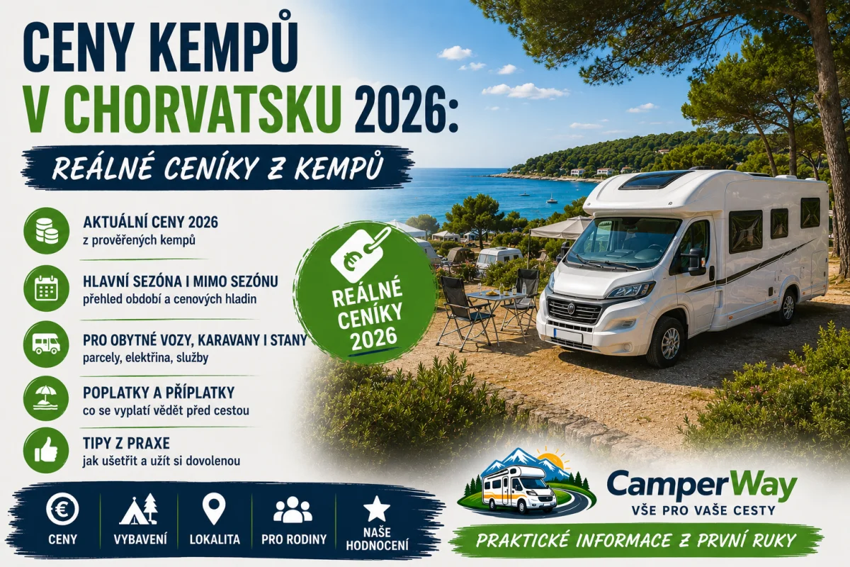 Ceny kempov v Chorvátsku 2026: reálne cenníky obytným autom