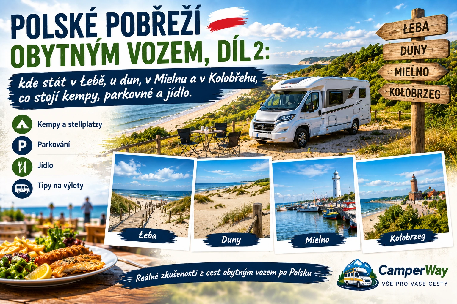 Poľské pobrežie obytným vozom: Łeba, Kołobrzeg a čo to stojí